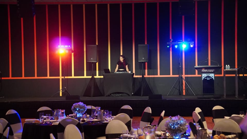 Event lighting and décor styling at a Gold Coast event